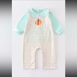 Pumpkin Embroidered boy romper